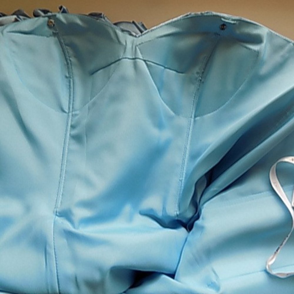 Tony Bowls Blue Satin and Sequin Cocktail Dress - Picture 6 of 9